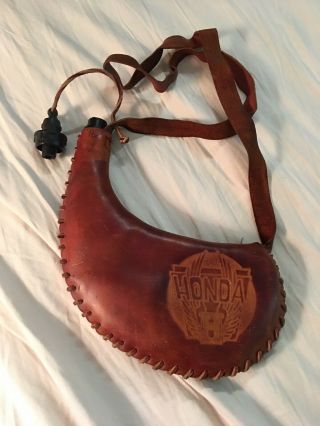 Vintage Leather Honda Insignia Bota Bag Plastic Bladder