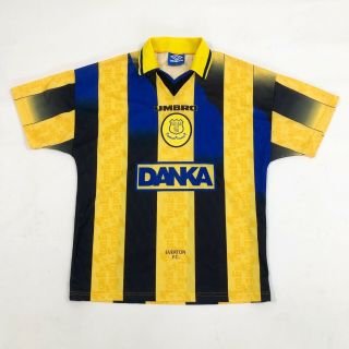 Vintage Everton Football Shirt Mens Medium Away 96 97 Umbro Yellow Blue Retro 90