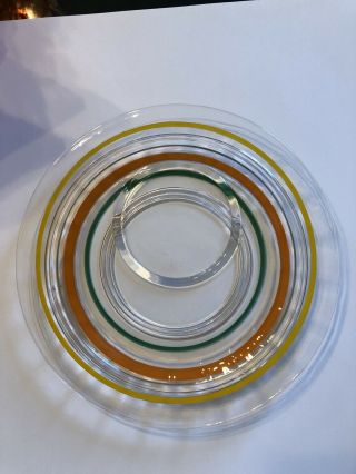 Vintage Glass Plates Cup Ring - Circular Rings Yellow,  Orange,  Green 6 3/4 Inch