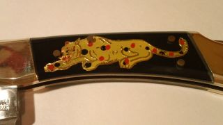 Vintage Leopard Stainless Steel Lock Blade Pocket Knife Made In Pakistan Heavy