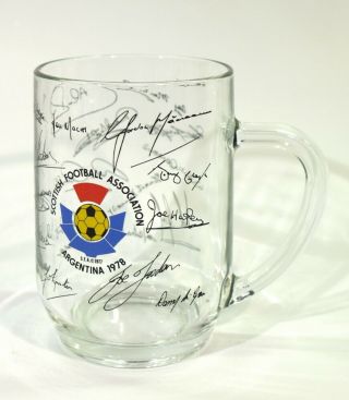 Vintage Signed Glass Tankard Scotland World Cup Argentina 1978.