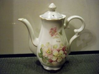 Vintage Porcelain Hand Painted Teapot Signed  Renii  7 1/2
