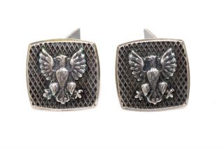 A Vintage Sterling Silver 925 Russian Eagle Cufflinks 12749e
