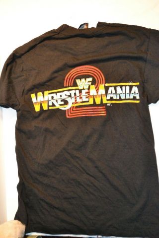 NWoT Vintage 80s WWF Wrestle Mania 2 Black 2 Sided Graphic T - shirt Size M 3