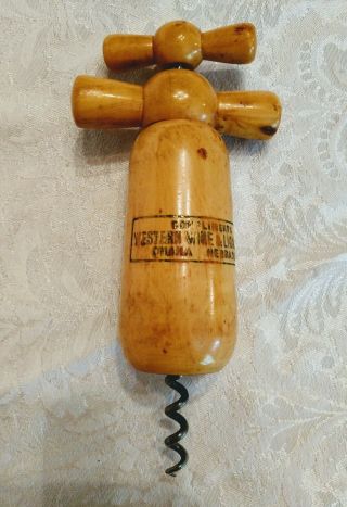 Vintage Wood Wine Bottle Opener Cork Screw Made In France Summer