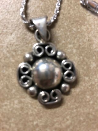 Vintage Sterling Silver Pendan Necklace Signed Mex925 Mws