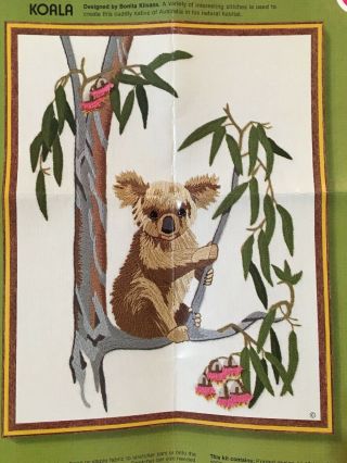 Koala Crewel Embroidery Kit,  Sunset Designs 2425,  Vintage 1976