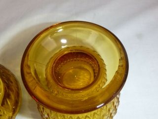Vtg Mid Century Viking Glass Amber Owl Fairy Glimmer Light Candle Holder 7.  25 