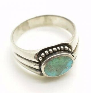 Vintage Men’s Native American Sterling Silver Turquoise Ring Signed Is Size 12.  5