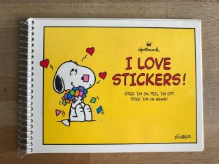 Vintage Hallmark Snoopy I Love Stickers Sticker Album Book 80 