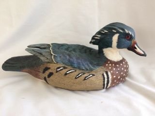 Hand Carved/painted Wood Duck Decoy - 1989 - Signed Bob Sitton