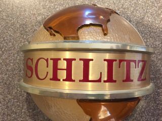 Vintage 60 ' s Schlitz Beer Globe Lighted Sign Half Globe Lamp 2