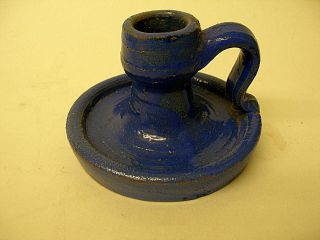 Vintage Bybee Bb Kentucky Art Pottery Chamber Candle Holder Blue