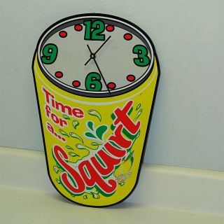 Vintage Squirt Hanging Clock,  Soda Pop Beverage,