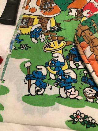 vintage Smurfs Sheet twin Bed Fitted and smurf pillow sham 3