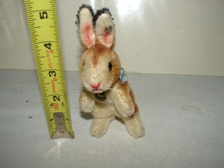 Small Vintage Steiff Germany Mohair Rabbit Bunny 5 Inch Tall Button In Ear