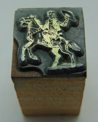 Vintage Printing Letterpress Printers Block Tiny Cowboy On A Horse