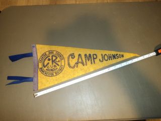 Boy Scouts Camp Johnson Charter Oak Council Manchester Vintage Pennant 7 " X 17 "