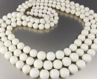 Vintage 50’s Chunky Multi 3 Strand White Plastic Lucite Bead Necklace