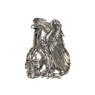 Vintage G&s Sterling Silver Plated Eagle Skull Biker Ring Size 7