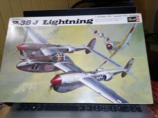 Vintage 1970 Revell P - 38j Lightning 1:32 Scale Plastic Model Airplane Kit