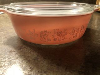 Vintage Pyrex Pink Gooseberry Casserole Dish 471 1 Pt,  W/ 470 Lid.