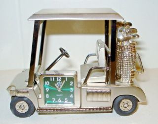 Vintage Novelty Clock Golf Cart Figurine Design Nr