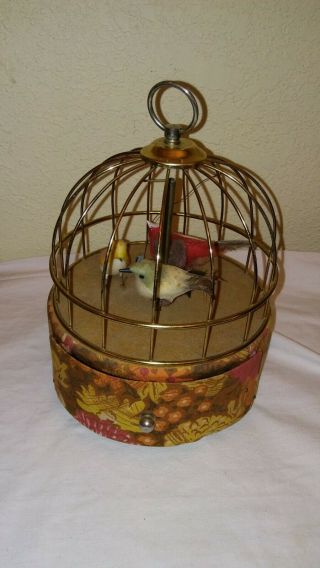 Vintage Swinging Bird Cage Music Box W/drawer Jewelry Japan Hippie