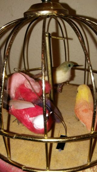 Vintage Swinging Bird Cage Music Box w/Drawer Jewelry Japan Hippie 4