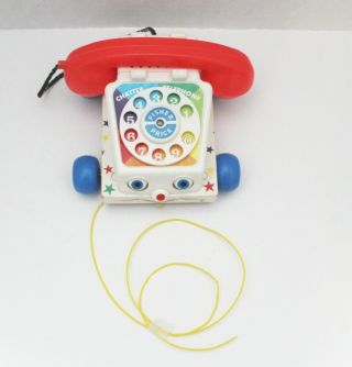 Vintage Fisher Price Chatter Phone Wood Base 747 1961