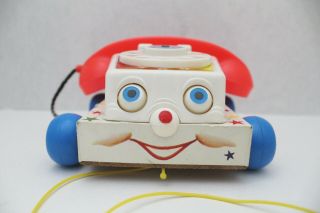Vintage Fisher Price Chatter Phone Wood Base 747 1961 3