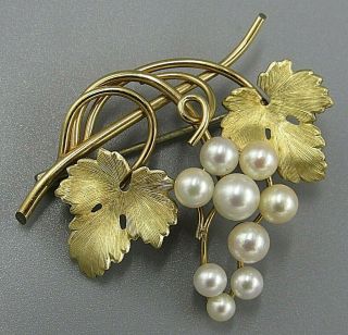 High End Vintage Jewelry Signed Krementz Pearl Flower Brooch Pin Rhinestone Lotv