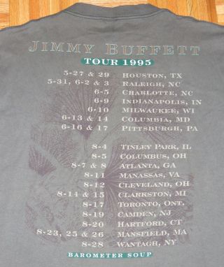 Jimmy Buffett T Shirt Barometer Soup 1995 Tour Margaritaville L / XL Vintage 90s 3
