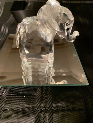 Vintage Retired Swarovski Cut Crystal Animal Figurine Elephant Trunk Up W Tail