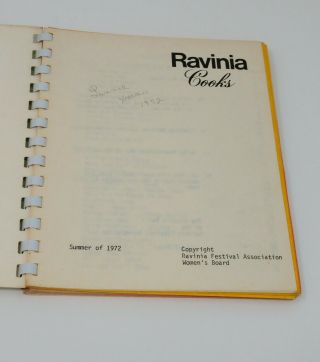 Ravinia Cooks Vintage Cookbook Highland Park IL 1972 Spiral,  North Shore Chicago 3