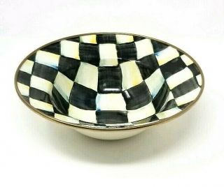 Mackenzie Childs Black white courtly check enamel bowl 7 3/4 inch vtg 1983 80s A 4