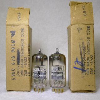 Matched Pair Nos/nib Amperex Usn 6922/e88cc D - Getter Usa Gold Pin Same Date 1960