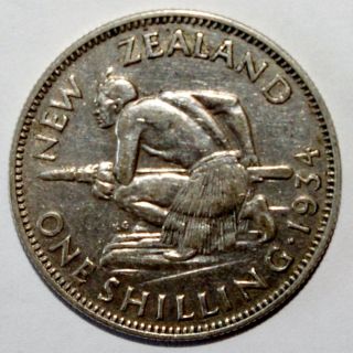 Zealand Shilling,  1934 Silver Vintage Coin - E - Combine Shipment