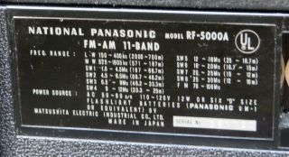 National Panasonic RF - 5000A 11 - Band AM/FM/SW Radio or to Restore 6