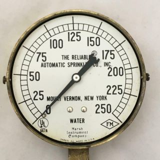 Vintage Reliable Automatic Sprinkler Co Mt Vernon Ny Brass Water Gauge Marsh