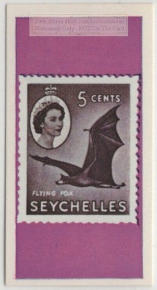 Flying Fox Bat On Seychelles Postage Stamp Vintage Trade Card