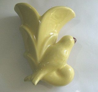 Old Vintage Pastel Yellow Horn Bird Ceramic Wall Pocket McCoy? 2