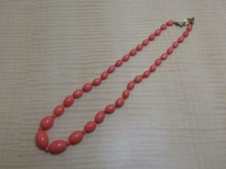 Vintage Salmon Pink Beads W 14k Yellow Gold Clasp Jewelry