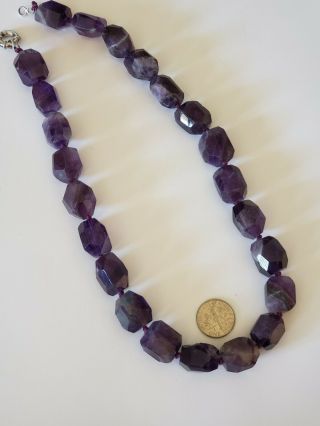 Vintage Estate Jewelery Large Faceted Amethyst Bead Necklace 120 Grams