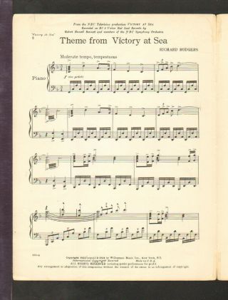 VICTORY AT SEA Rodgers 1954 TV Show WWII Piano Theme Vintage Sheet Music Q23 2