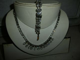 Vintage Art Deco Style Diamante Necklace And Bracelet
