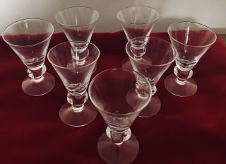 Vintage Mid Centuy Set Of 7 Mini Libbey Clear Footed Cordial Glasses