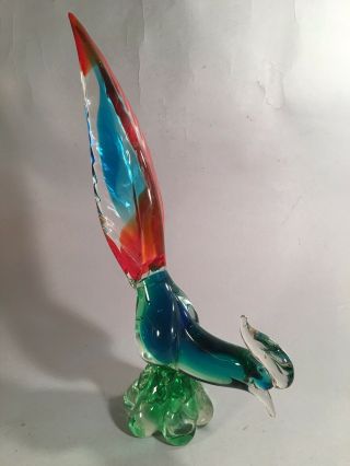 Vintage Mid Century Modern Multi Color Art Glass Murano Bird Sculpture