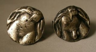 Vintage Risqué Cuff Links With Naughty Subject