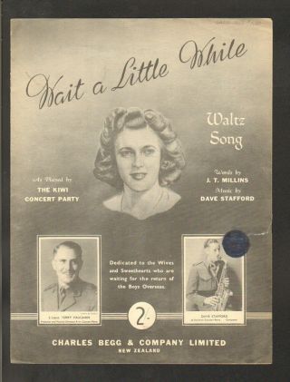 Wait A Little While 1943 Kiwi Concert Party Zealand Vintage Sheet Music